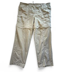 Columbia PFG Mens Fishing Cargo Pants Beige Nylon Zip-Off Legs Mesh Lined XL - Picture 1 of 9