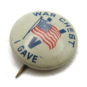War Chest V Victory I Gave Pin Button Small Vintage WWII - Picture 1 of 4