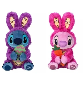 Disney Store Stitch & Angel Plush Easter Bunny Lilo & Stitch Medium 13'' 2024 - Picture 1 of 7