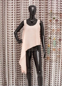 COS Asymmetric Blouse Sleeveless Pink Sheer Top Scoop Neck Crepe Tunic 40 US10 - Picture 1 of 8