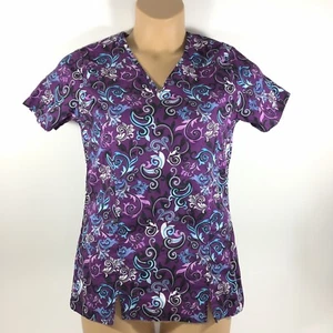 Scrubstar Scrub Top Graphic Printed Purple Blue Women’s XS - Picture 1 of 3