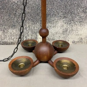 Kerzenleuchter Teak Messing 60er Jahre Midcentury Dänemark Leuchter Lampe Holz - Picture 1 of 5