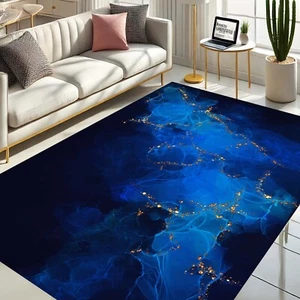 Blau Gold Teppich, Magic Carpet Design, Aladdin inspiriert Dekor, Nachthimmel Teppich - Bild 1 von 11