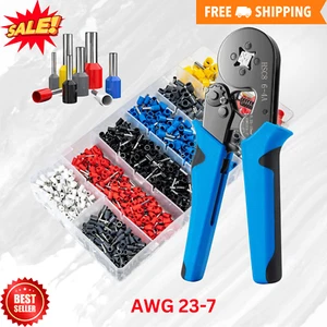 Ferrule Crimping Tool Kit AWG 23-7 Self-Adjustable Ferrel Crimper Kit wit1250PCS - Picture 1 of 7