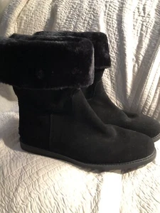 11~ Bass Faux Suede & Faux Fur Lined Boots Black So Soft & Warm - Picture 1 of 11