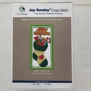 Joy Sunday Kreuzstich Set 7276 Frohe Weihnachten Strumpf Bild komplett  - Bild 1 von 12