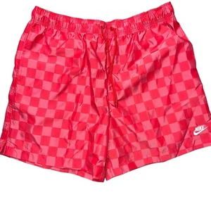 Nike Club 6” Checkered Nylon Flow Soccer Shorts Red Large FN3098-657 NWT - Picture 1 of 10
