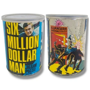 Vintage Six Million Dollar Man Jigsaw Puzzle in Collectible Canister 1975 - Picture 1 of 6