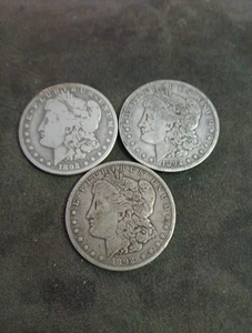 (3) 1892-O Morgan Silver Dollars - Picture 1 of 14