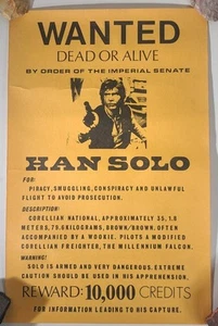 PÓSTER ORIGINAL DE STAR WARS HAN SOLO BUSCADO MUERTO O VIVO 11,5 X 17 ENROLLADO - Imagen 1 de 1