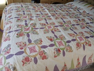 Impresionante colcha edredón estilo vintage aplique de retazos tamaño king en muy buena condición - Imagen 1 de 4