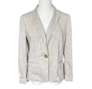 Blazer donna alogeno lino taglia S un bottone costa preppy resort ufficio marrone - Foto 1 di 9