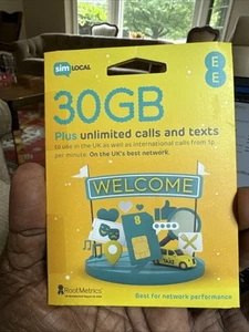sim top up bundle EE 30gb UK unused from simlocal - Photo 1 sur 3