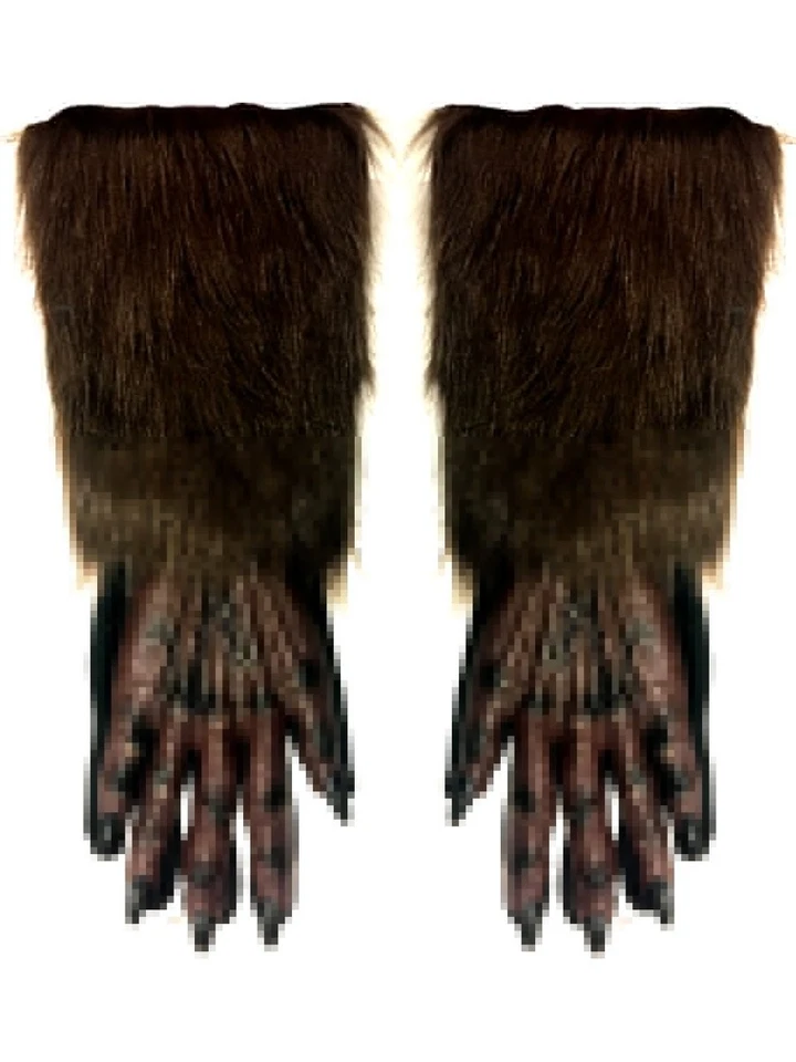 Adultos Difuso Realista Imitación Piel Marrón Hombre Lobo Hombre Lobo Guantes Disfraz Accesorio Foto 1 de 1