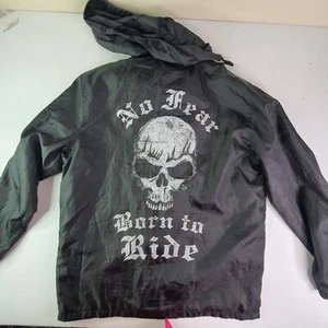 Vintage Y2K No Fear Windbreaker Jacket Snap Button Graphic Print Mens S Small - Picture 1 of 12