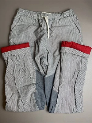 Jackalo Lined Pants Boys Size 12 Organic Cotton Reinforced Knees Striped Red - Image 1 of 4