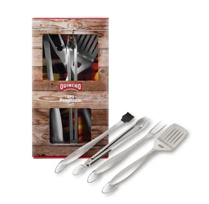 4-Piece BBQ Tool Set Stainless Steel Grilling Utensils Kit for Outdoor Barbecue - Picture 1 of 4