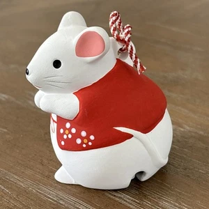 Japanese Mouse Clay Bell Dorei Tsuchi-Suzu Ceramic Doll Zodiac Amulet Charm - Picture 1 of 14