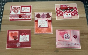 Stampin Up Valentine Cards- Set of 5 Love Romantic - Picture 1 of 1