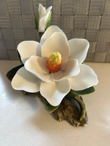 Magnolia Porcelain Blossom w/ Bud Statue 1993 PS PAUL SEBASTIA Ltd. Ed. Rare - Picture 1 of 10