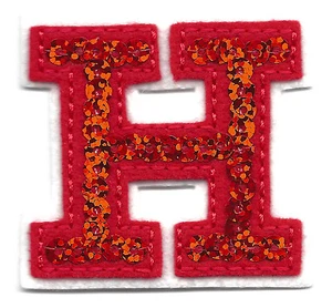 LETTERS - Red Sequin 2" Letter "H" - Iron On Embroidered Applique - Picture 1 of 1