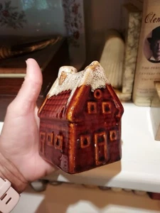 McCoy? Hull? USA? Cottage House Pastille Incense Burner Brown Drip Glaze EUC - Picture 1 of 10