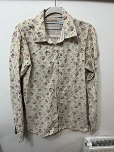 Ted Baker Mens Cream Floral Shirt Size 4 / Large Dress Shirt Patterned - Picture 1 of 11