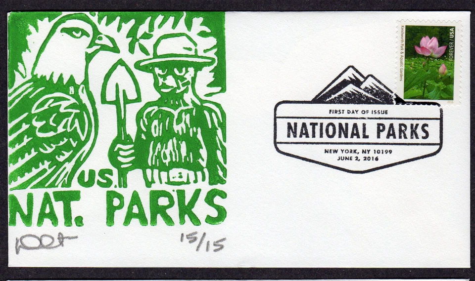 2016 NPS 100th KENILWORTH PARK & GARDENS - Curtis SMOKEY & EAGLE FDC NS523 - Image 1 of 1