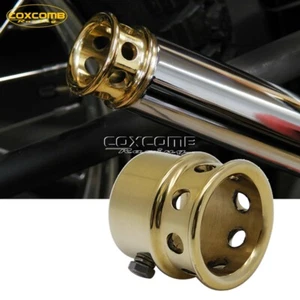 Motorcycle Bike Brass Drilled Exhaust Tip 1 3/4" Pipe For Harley Bobber Chopper - Picture 1 of 8