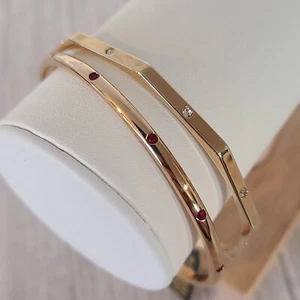Brazalete Brazalete Savvy Cristal Swarovski 2 Tono Dorado Rojo Blanco NUEVO Silencioso Lujo - Imagen 1 de 11