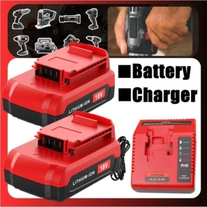 2PACK 18V Lithium Battery /Charger for Porter Cable 18 Volt PC18B PC18BL PC18BLX - Picture 1 of 20
