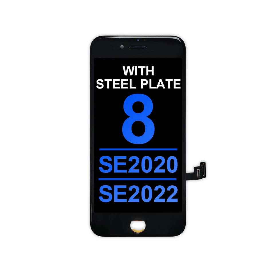 AM LCD Screen with Steel Plate for iPhone 8 / SE (2020) / SE (2022) - Black - Image 1 of 1