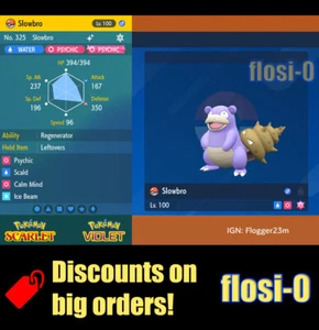 6IV Shiny Slowbro Pokemon Scarlet and Violet - Picture 1 of 1