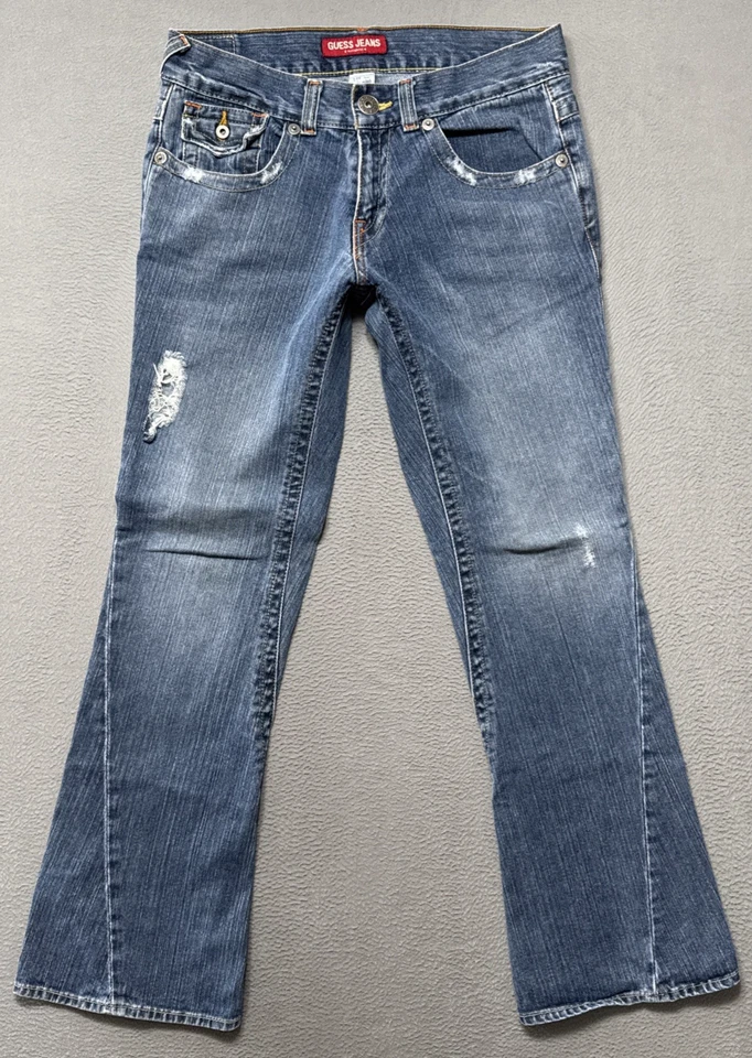 Vintage Guess Jeans Mens Sz 32x32 Distressed Boot Flap Pockets Rockabilly Denim - Image 1 of 4