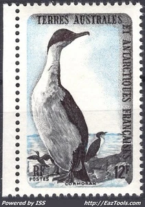 T.A.A.F. CORMORAN 12Fr NOIR ET BLEU PALE N° 14 NEUF * AVEC CHARNIERE - Picture 1 of 2