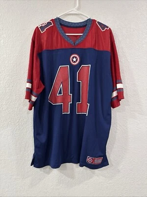Captain America Marvel Avengers Super Soldier Blue Red Jersey Mens No Tag- XL? - Image 1 of 4