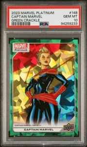 Captain Marvel #148 Green Crackle /99 PSA 10 Upper Deck 2023 Marvel Platinum - Picture 1 of 3