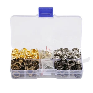 140 Set 8mm Brass Eyelet Grommet Set Craft Clothes Decoration Accessory Spares - Picture 1 of 24