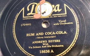 Andrews Sisters 78rpm Single 10-inch Decca Records #18636 Rum and Coca-Cola - Picture 1 of 6
