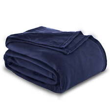 Vellux Fleece Blanket King Size Bed Blanket Navy Blanket (108x90 Inches Navy)