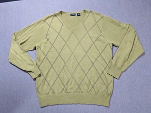 Izod Pullover V-Ausschnitt Pulli grün Rautenmuster Baumwolle Large - Bild 1 von 9