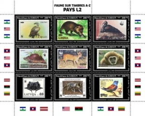 Djibouti - Estampillas de fauna WWF 2020 en estampillas - Hoja de 9 estampillas - DJB200324a02 - Imagen 1 de 1