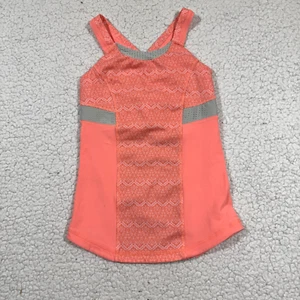 ivivva Lululemon Girl's Orange Stretch Racer-back Tank Top Sz 8 Fitness Sporty - Picture 1 of 6