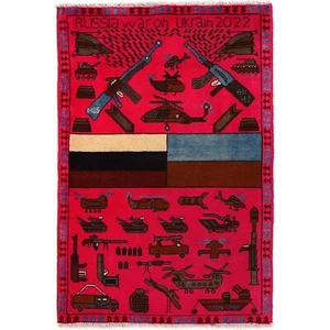 Nueva alfombra oriental afgana tradicional hecha a mano Ak 47 2' 8 x 3' 11 pies - G27525 - Imagen 1 de 8