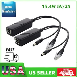 Active PoE Splitter 2er-Pack Power over Ethernet 15,4 W DC 5V 2A für IP Kamera - Bild 1 von 5