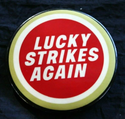 Vintage LUCKY STRIKES AGAIN 2.5" pinback button CIGARETTES TOBACCO-BR1 - Image 1 of 3