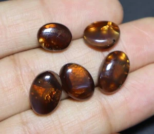 5.Piece Natural Mexican Fire Agate Oval Cabochon Loose Gemstone Smooth Cabochon - Picture 1 of 5