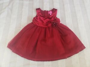 Baby Girls Pinky Red Velvet Christmas Holiday Party Dress Tulle Glitter 12 Month