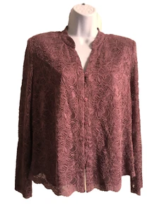 Eastex vintage dark dusky pink lace jacket shirt size 16 lined stunning - Picture 1 of 7