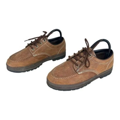 Sapato Oxford Feminino Hush Puppies Couro Marrom 7M com Cadarço Conforto Casual - Imagem 1 de 4